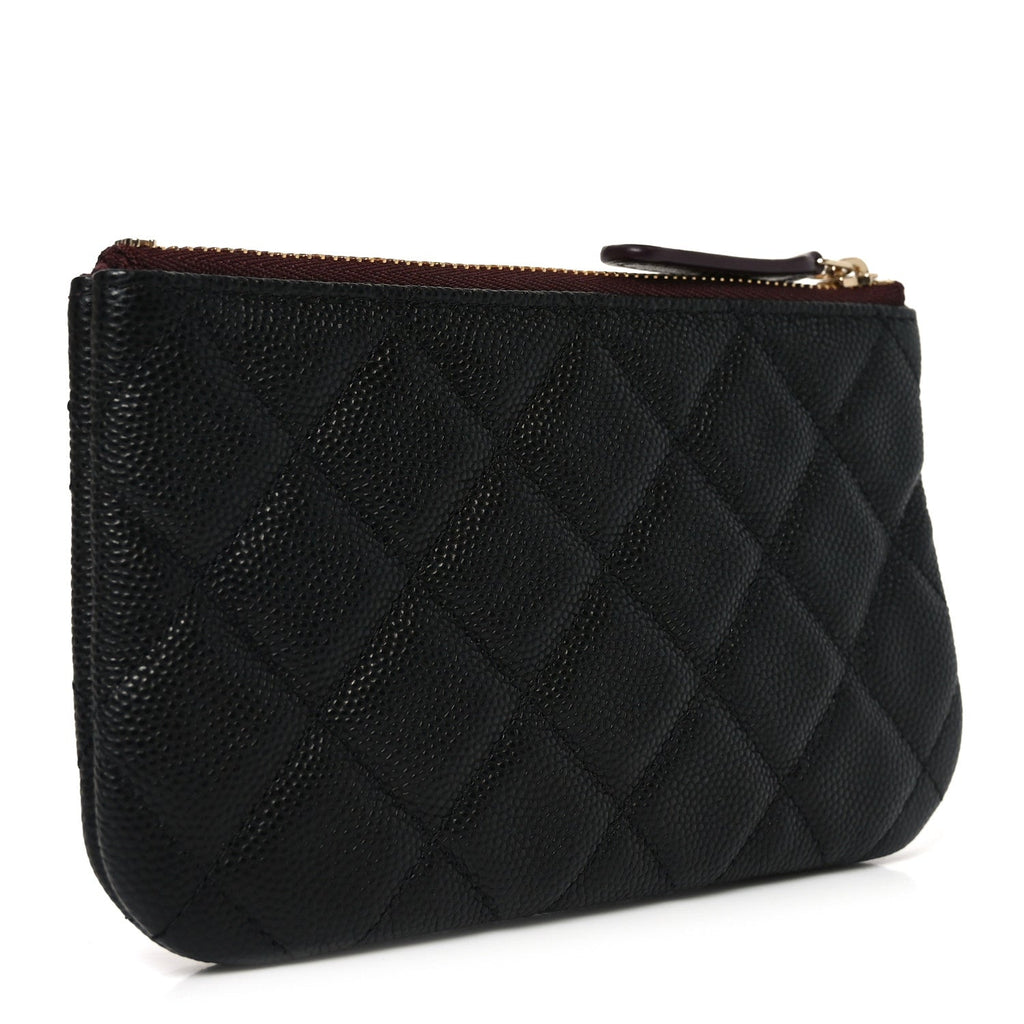 Caviar Quilted Small Cosmetic Case Black