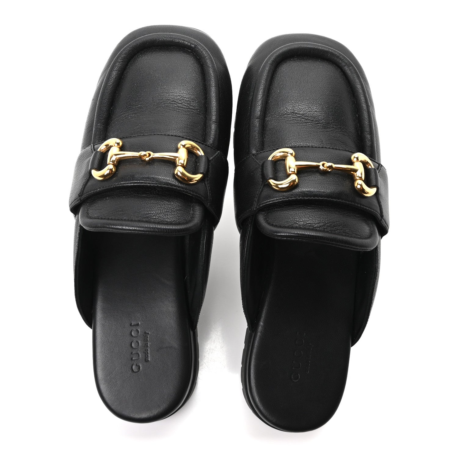 Gucci Goatskin Auroville Horsebit Mules 39.5 Black