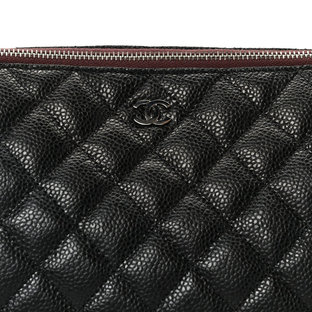 Caviar Quilted Cosmetic Case Black