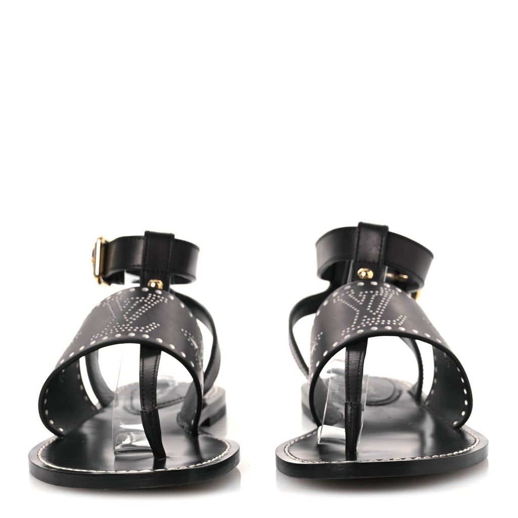 Louis Vuitton Soft Calfskin Perforated Horizon Flat Sandals 36 Black