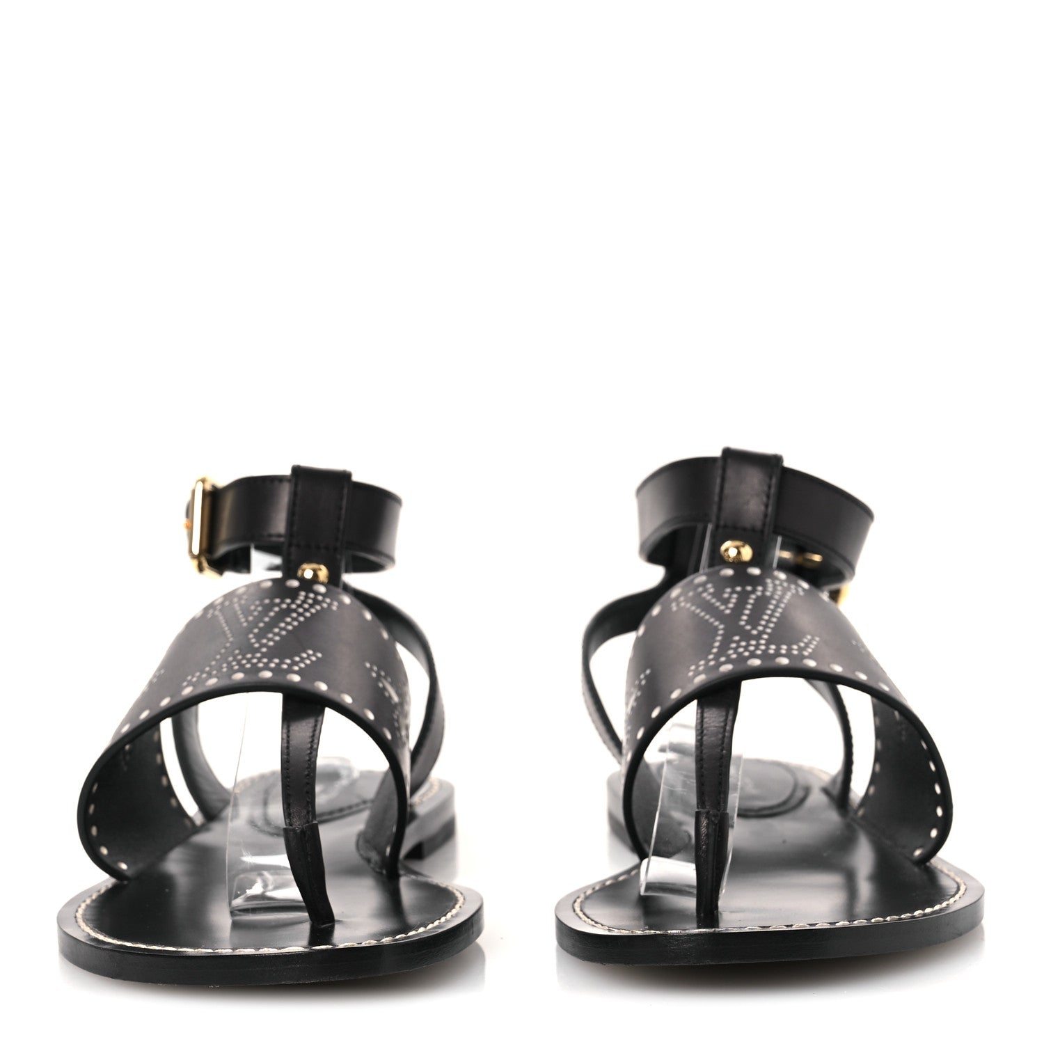 Louis Vuitton Soft Calfskin Perforated Horizon Flat Sandals 36 Black