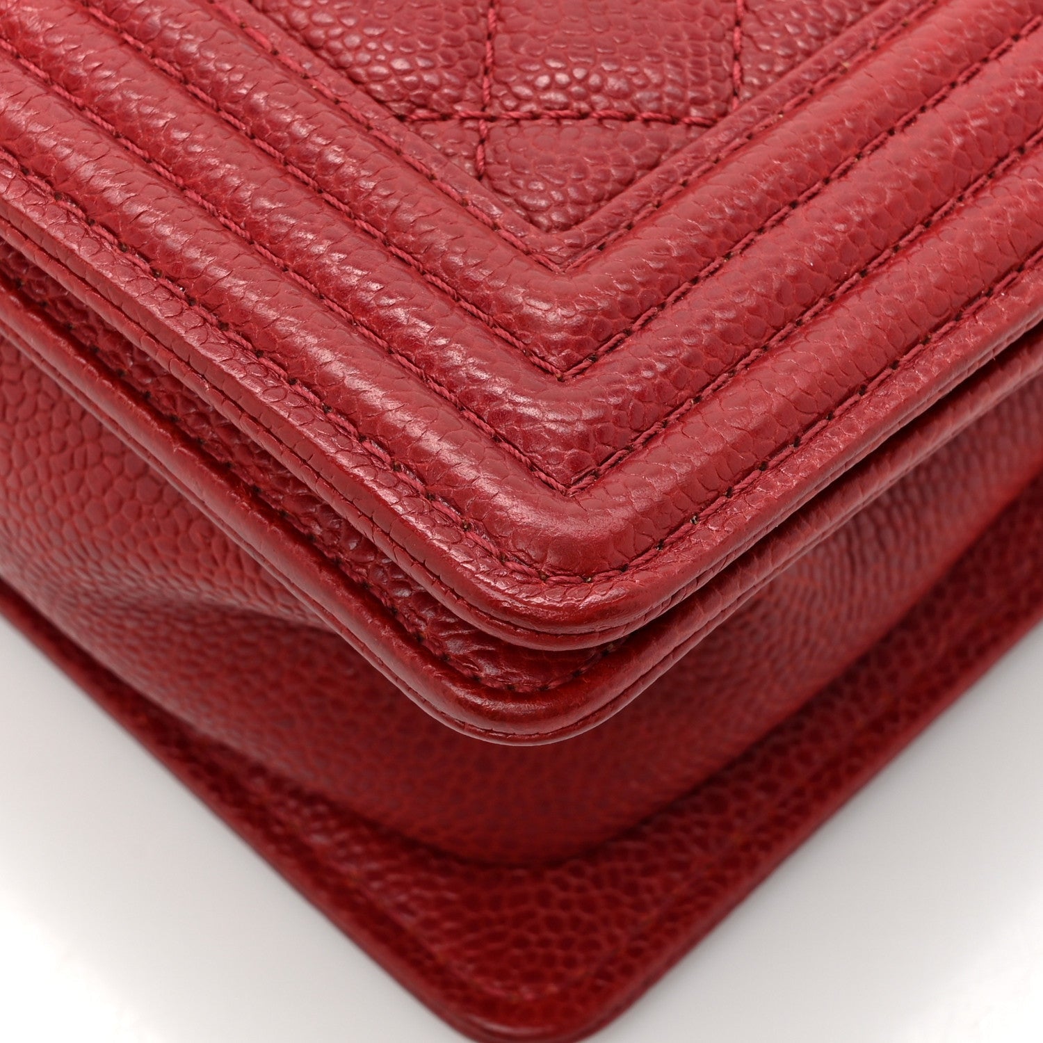 Chanel Caviar Quilted Medium Boy Flap Red
