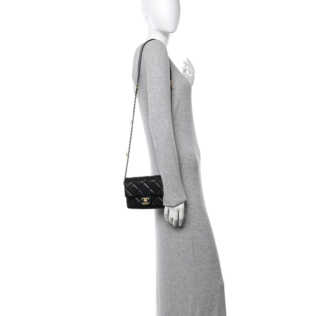 Chanel Caviar Quilted Mini Twist Your Buttons Flap Black
