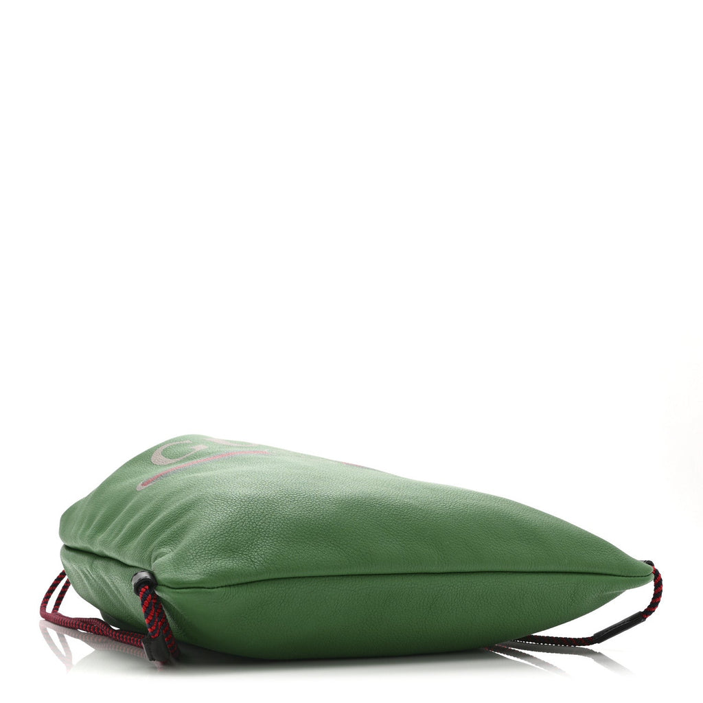 Gucci Calfskin Logo Drawstring Backpack Green