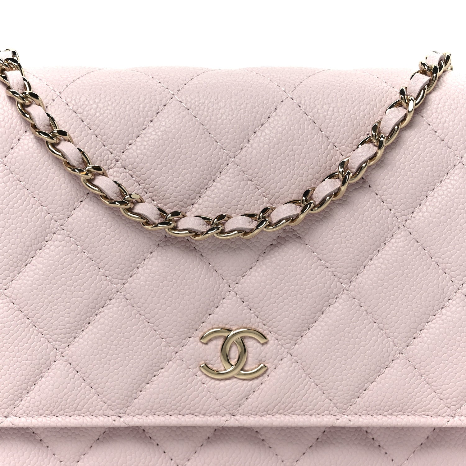 Chanel Caviar Quilted Tiny CC Wallet On Chain WOC Light Pink