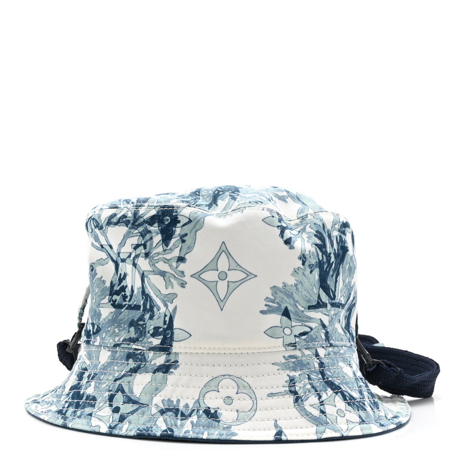 Louis Vuitton Cotton LV Play Monogram Aquagarden Reversible Bucket Hat Blue