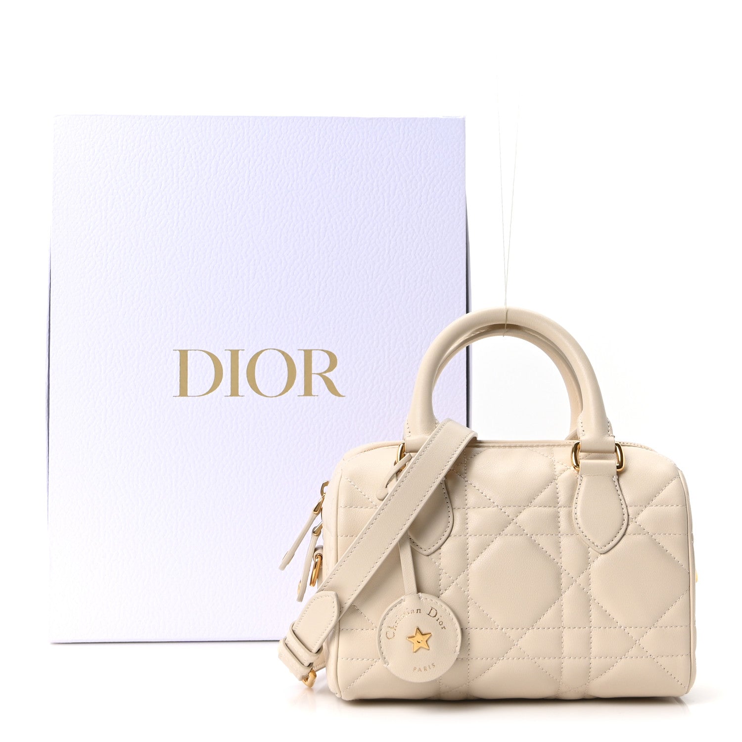 Christian Dior Calfskin Macrocannage Groove 20 Bag Dusty Ivory