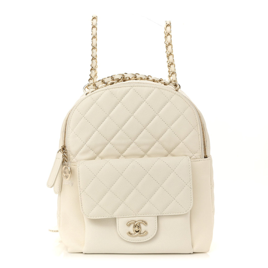 Chanel Caviar Quilted Small CC Day Backpack White