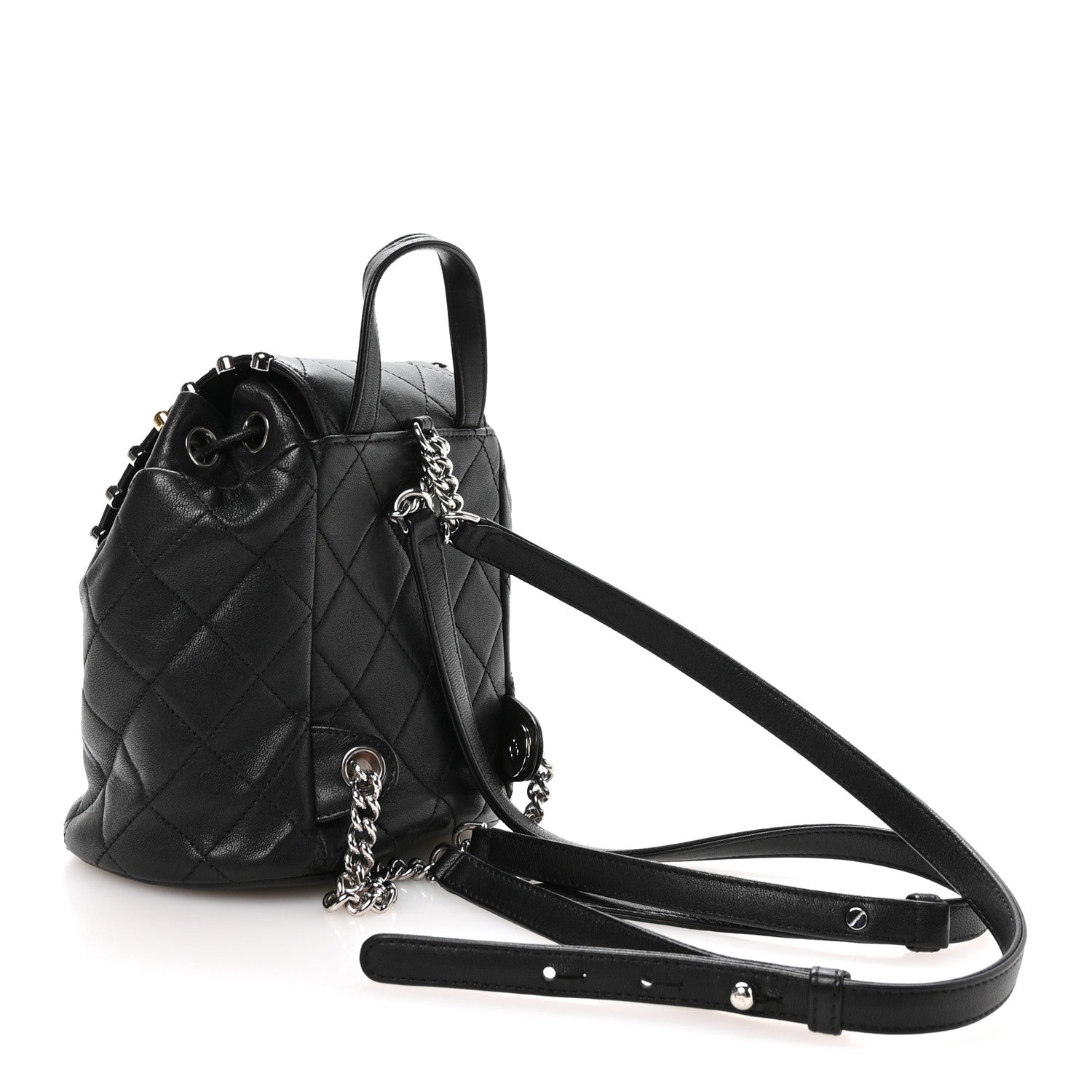 Chanel Lambskin Quilted Metallic Bubble Backpack Black