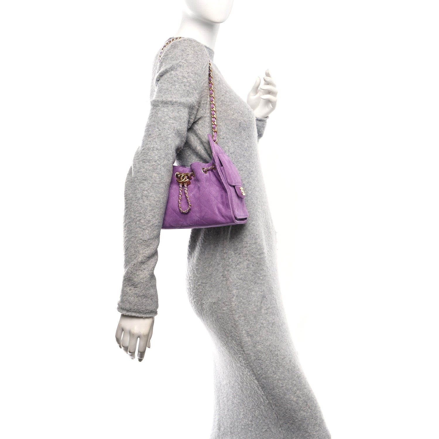 Chanel Suede Quilted Mini Chanel 25 Handbag Purple