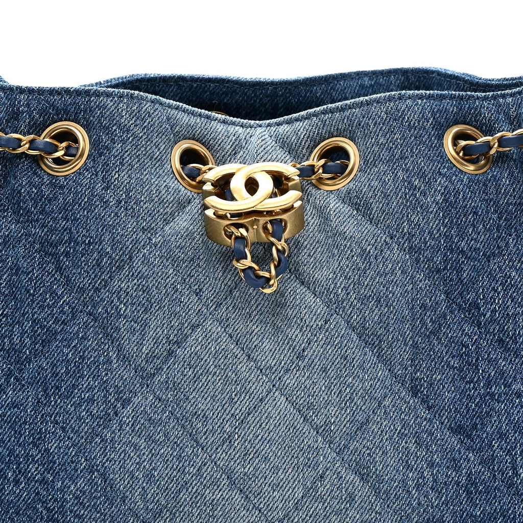Chanel Washed Denim Quilted Mini Chanel 25 Handbag Blue