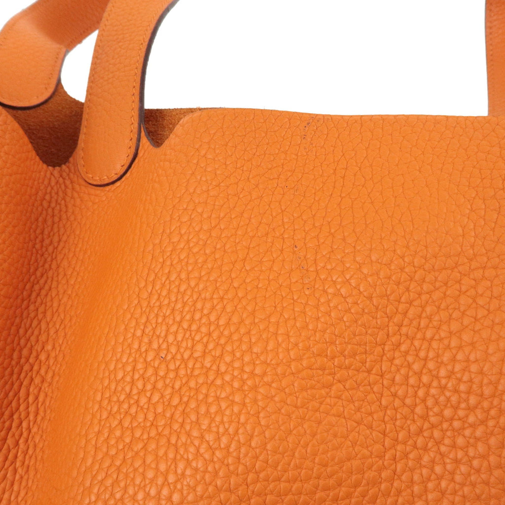 HERMES Taurillon Clemence Picotin MM Hand Bag H Stamped Orange