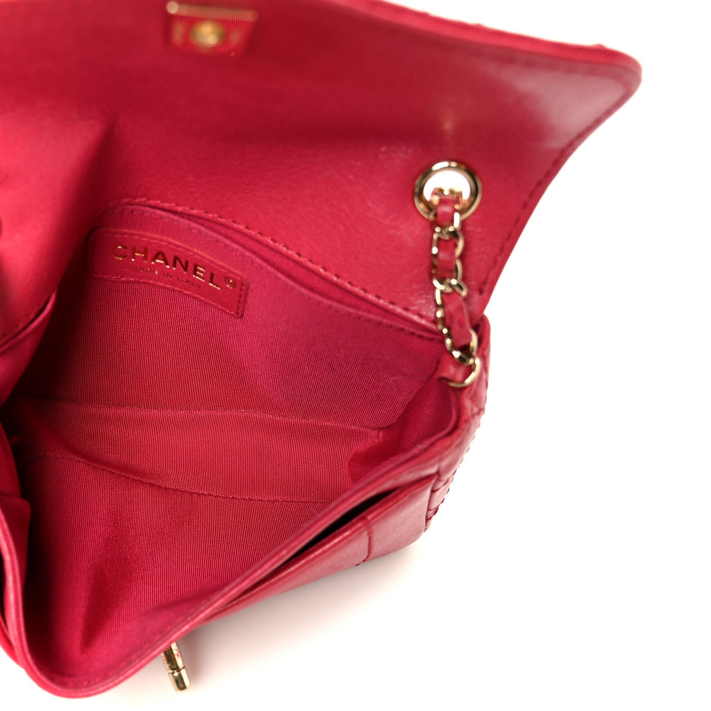 Chanel Goatskin Quilted Coco Curve Flap Messenger Flap Red