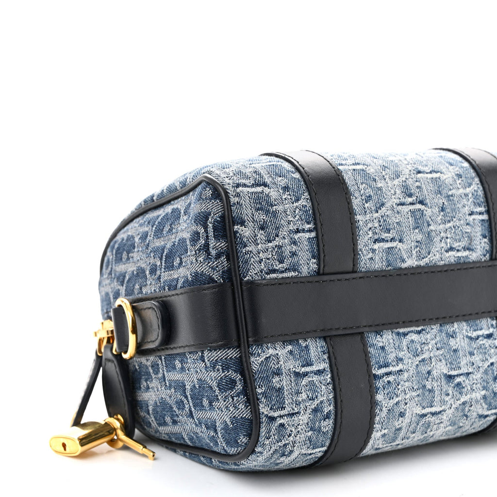 Christian Dior Denim Oblique Groove 20 Bag Blue