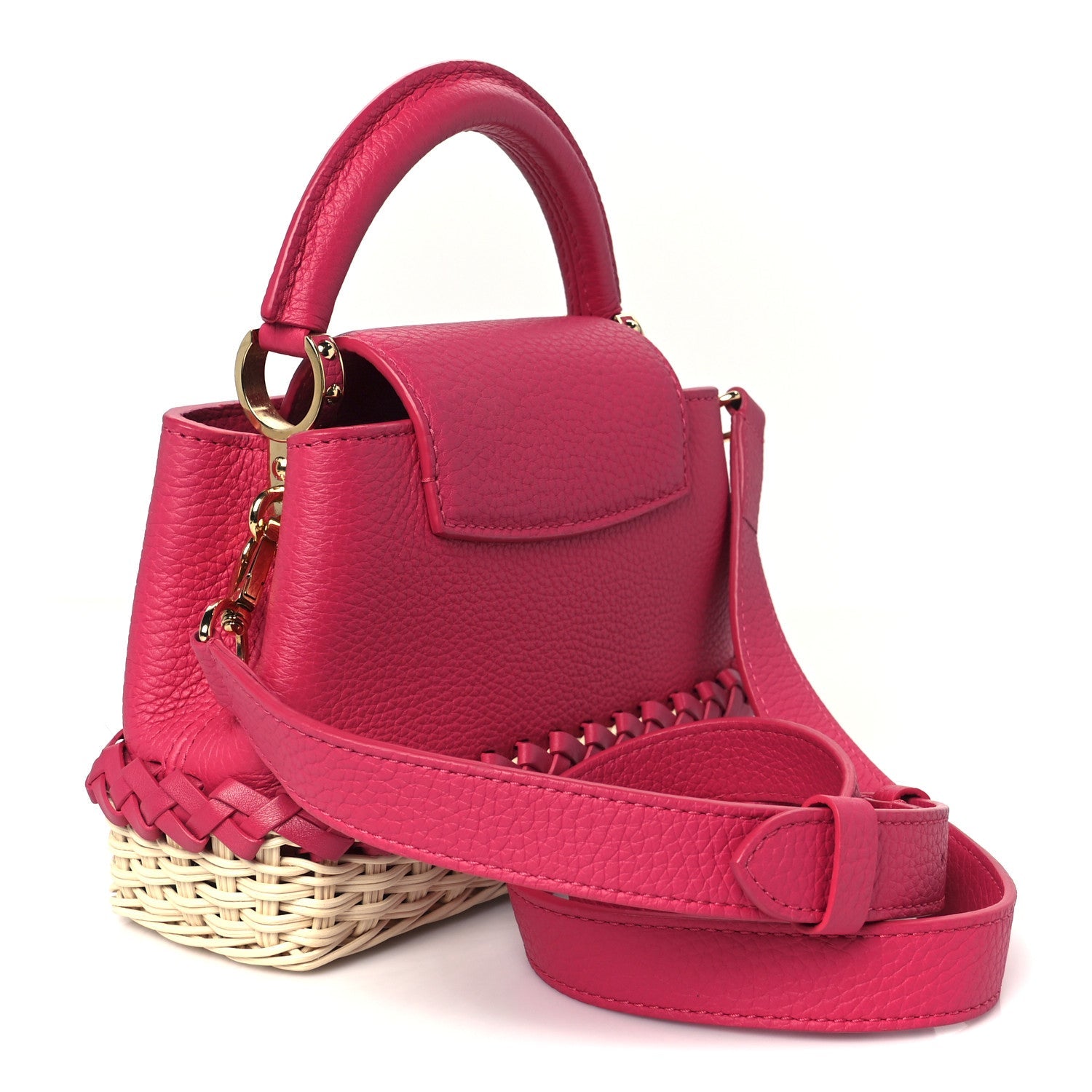 Louis Vuitton Rattan Taurillon Capucines Mini Magenta