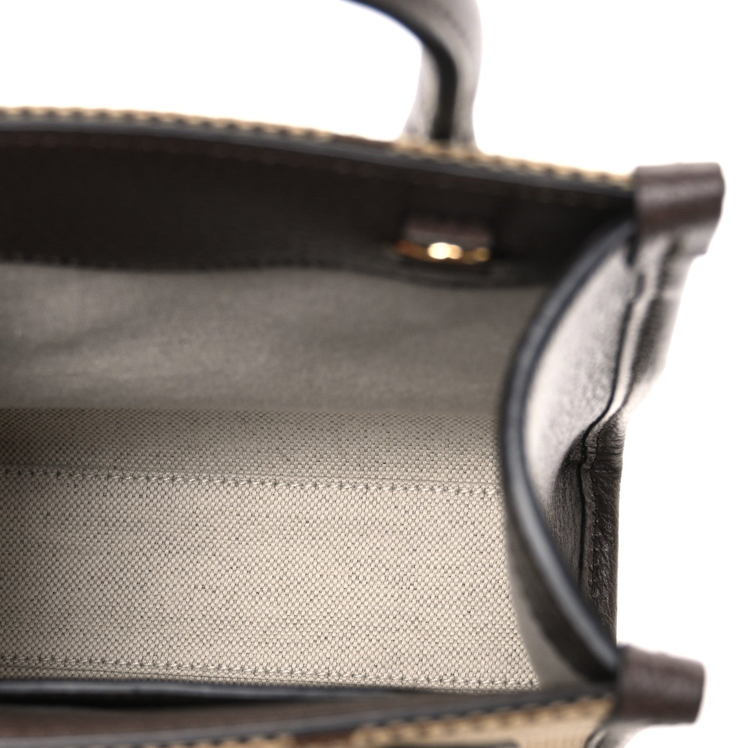 Gucci Monogram Jumbo GG Textured Dollar Calfskin Web Mini Vertical Tote Camel Ebony New Acero