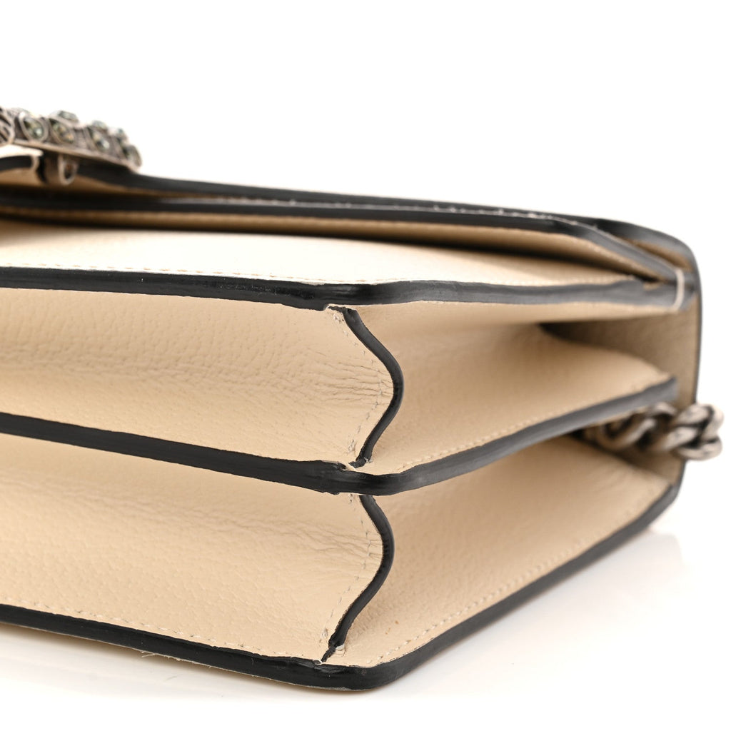 Gucci Textured Calfskin Crystal Small Dionysus Shoulder Bag Mystic White