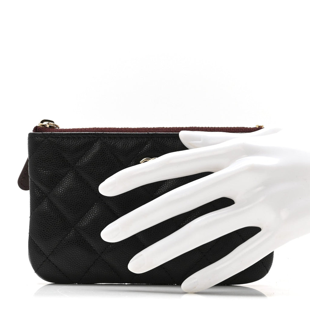 Caviar Quilted Small Cosmetic Case Black