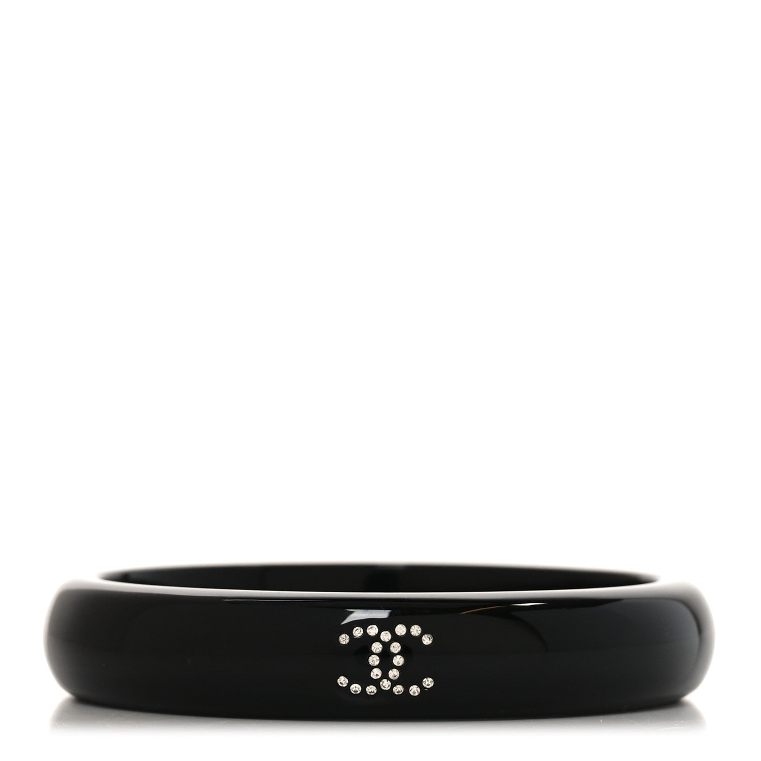Resin Crystal CC Bangle Bracelet Black