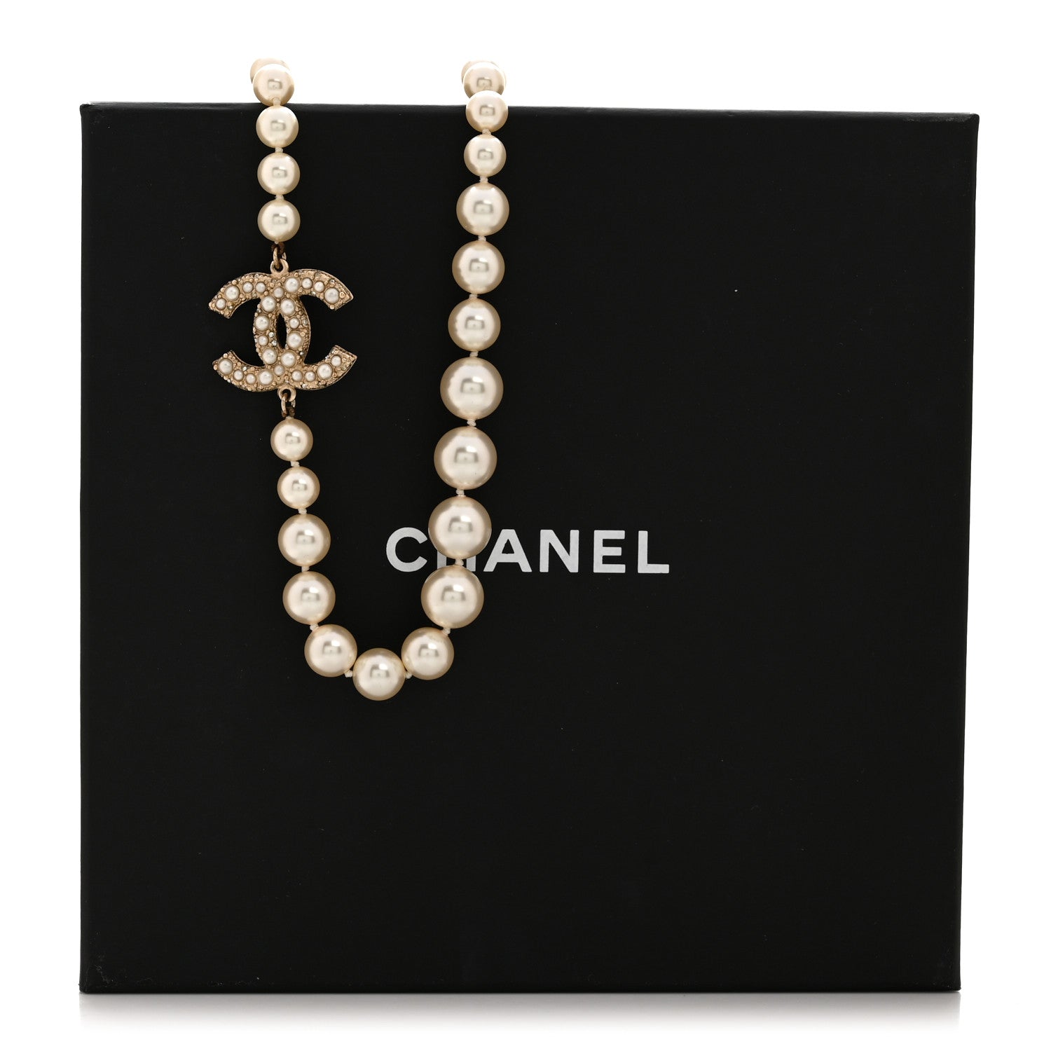 Pearl CC 100th Anniversary Necklace Light Gold