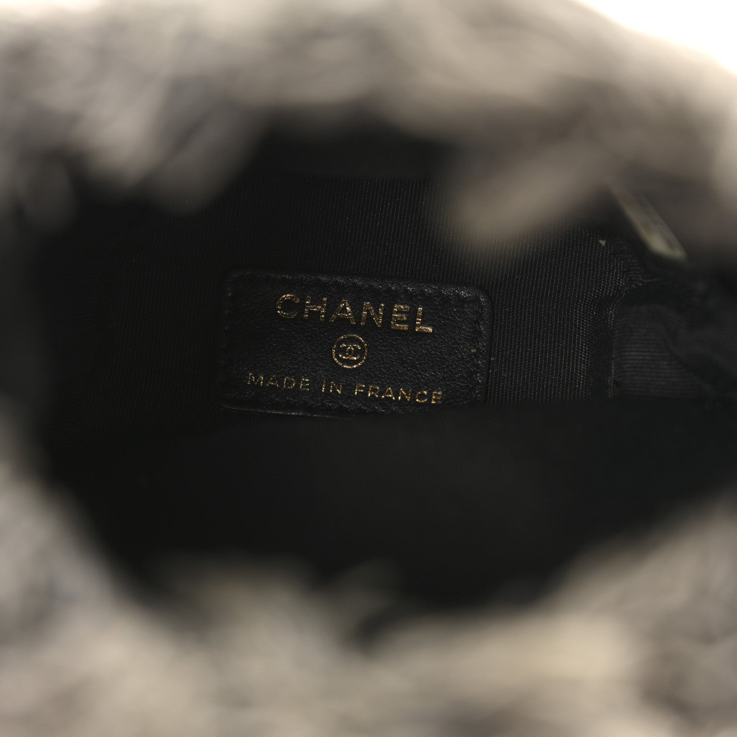 Chanel Denim Quilted Mood Mini Bucket With Chain Black Multicolor