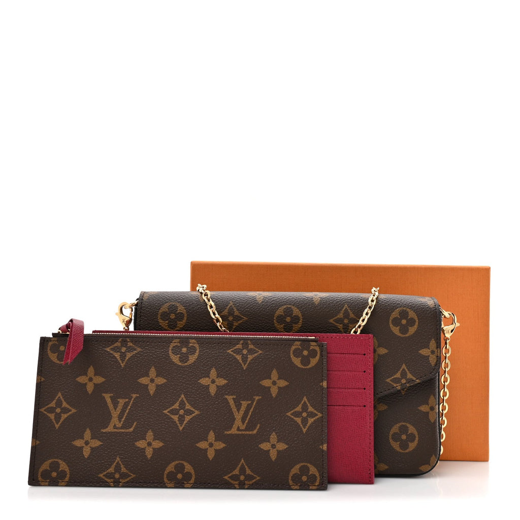 Louis Vuitton Monogram Pochette Felicie Chain Wallet Fuchsia