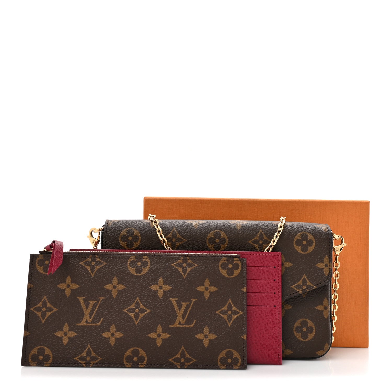 Louis Vuitton Monogram Pochette Felicie Chain Wallet Fuchsia