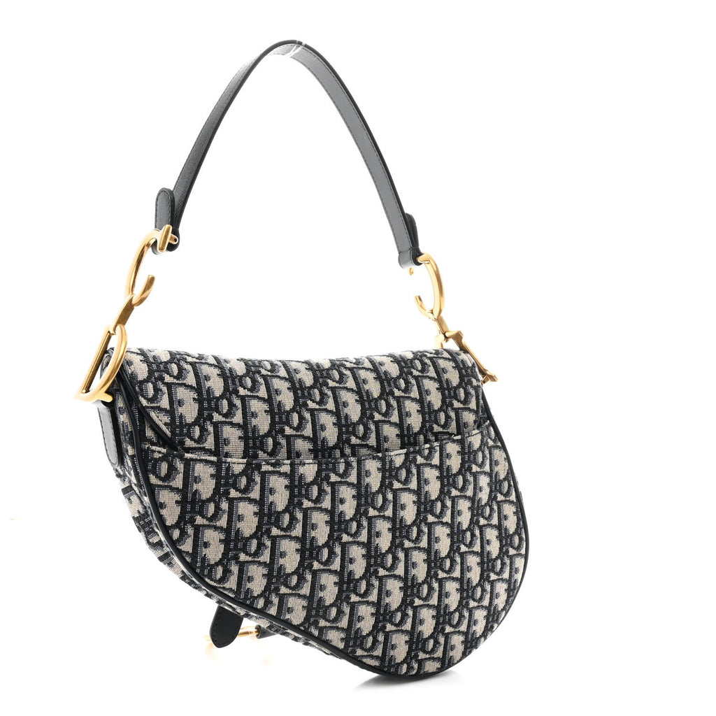 Christian Dior Oblique Saddle Bag Blue