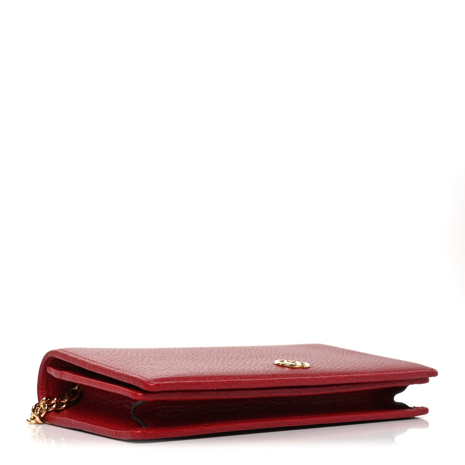 Gucci Dollar Calfskin Mini GG Marmont Chain Wallet Hibiscus Red