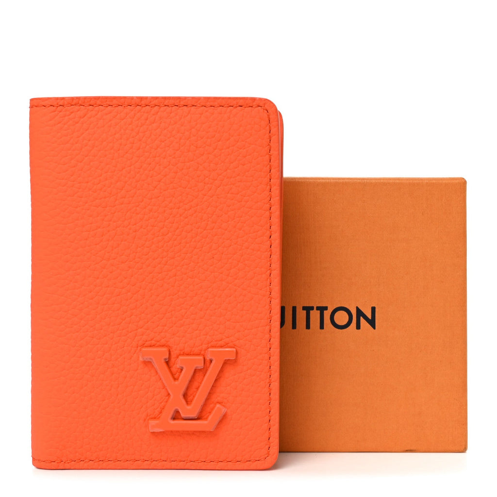 Louis Vuitton Grained Calfskin Aerogram Pocket Organizer Orange