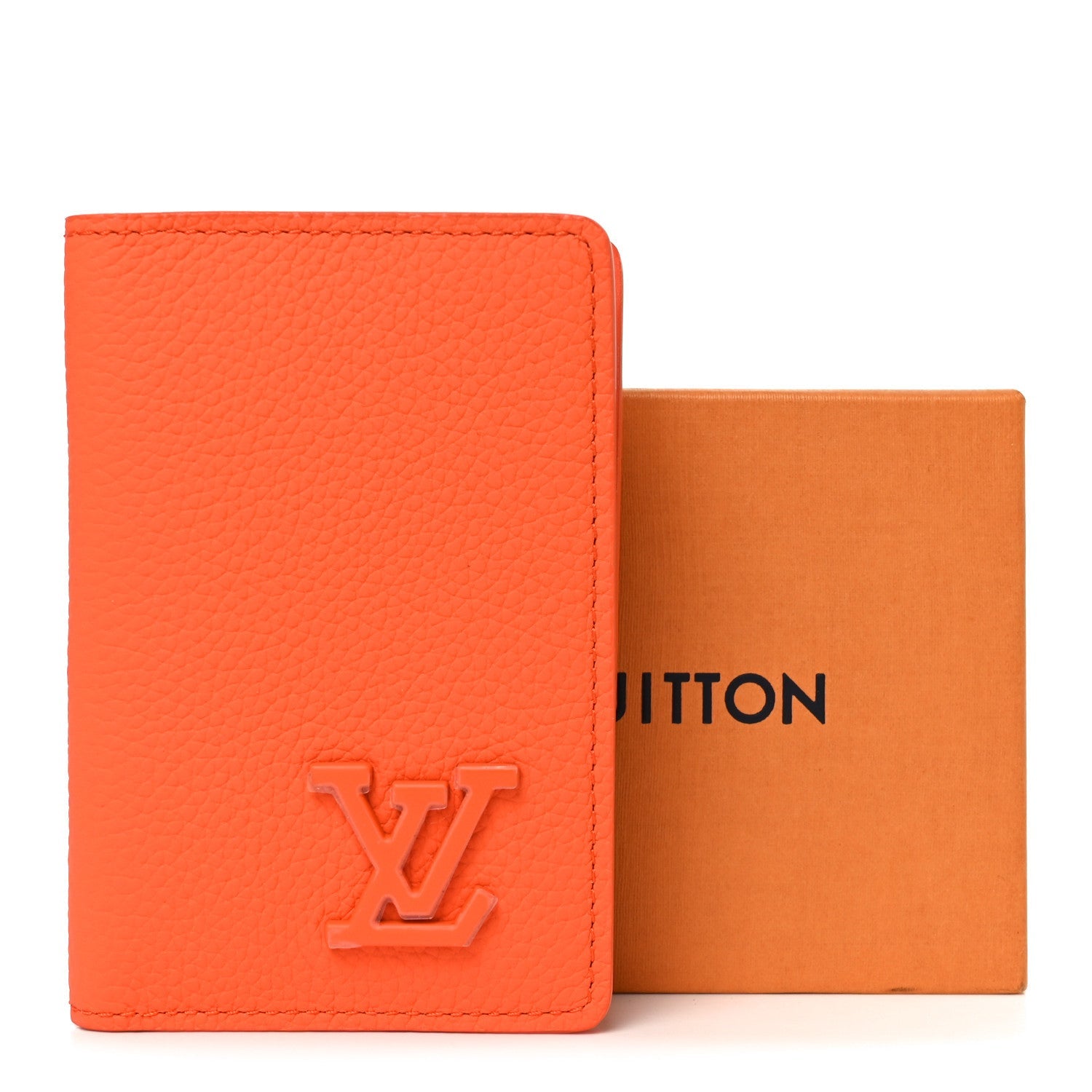 Louis Vuitton Grained Calfskin Aerogram Pocket Organizer Orange