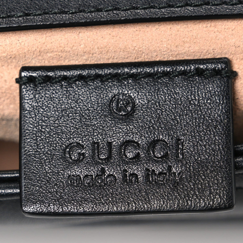 Gucci Calfskin Matelasse Super Mini GG Marmont Shoulder Bag Black