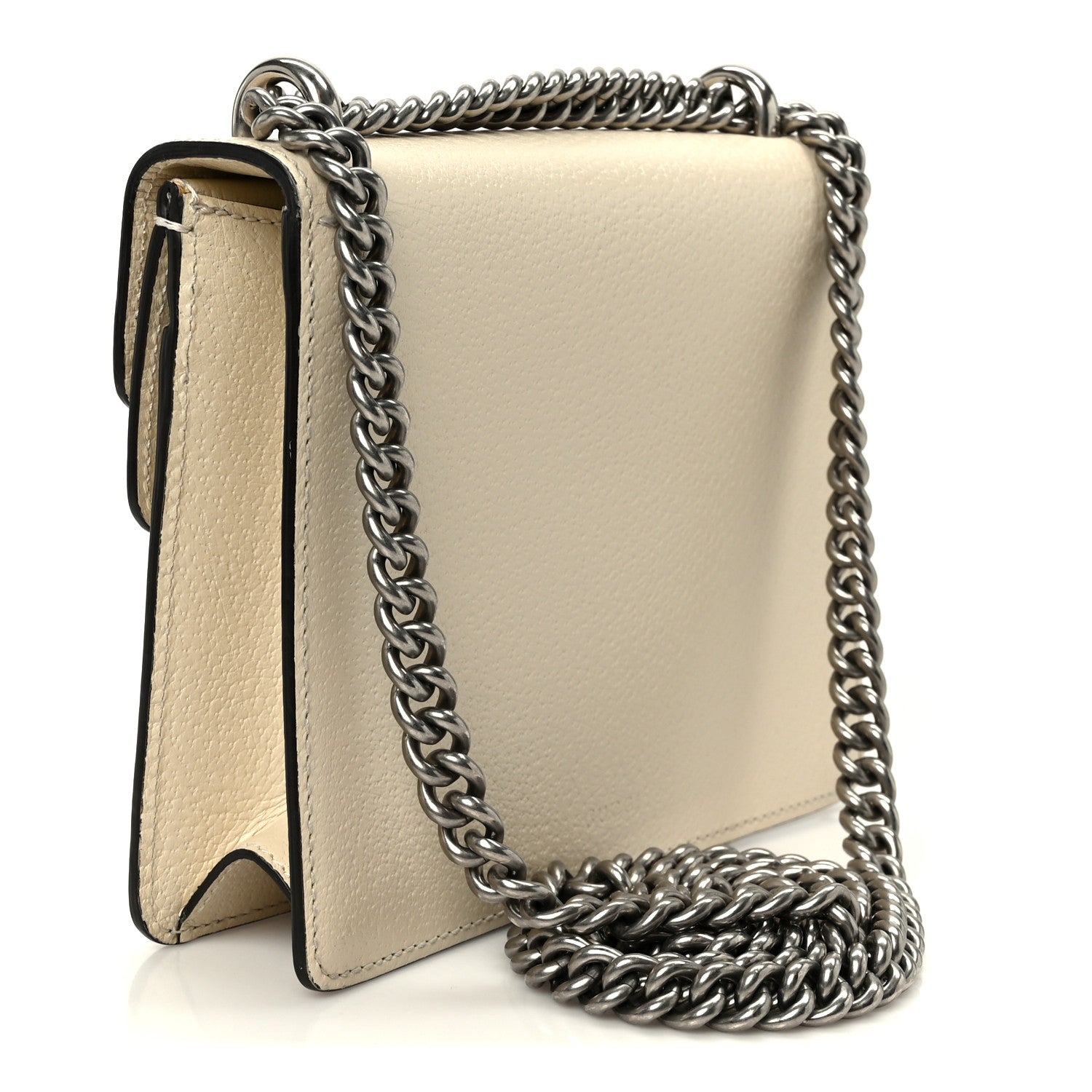 Gucci Textured Calfskin Crystal Mini Dionysus Shoulder Bag Mystic White