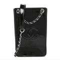 Patent CC Phone Holder Crossbody Black