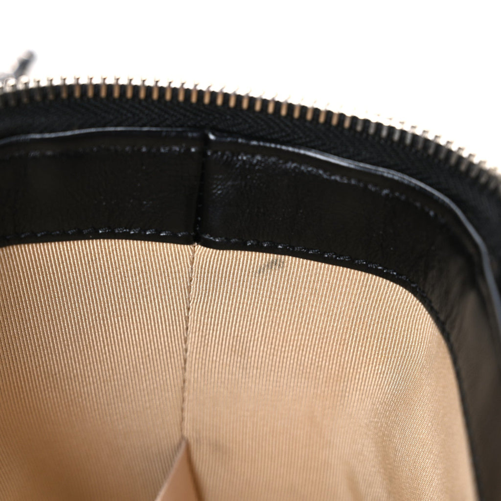 Chanel Calfskin Raffia Small Vanity Case Bag Black Beige