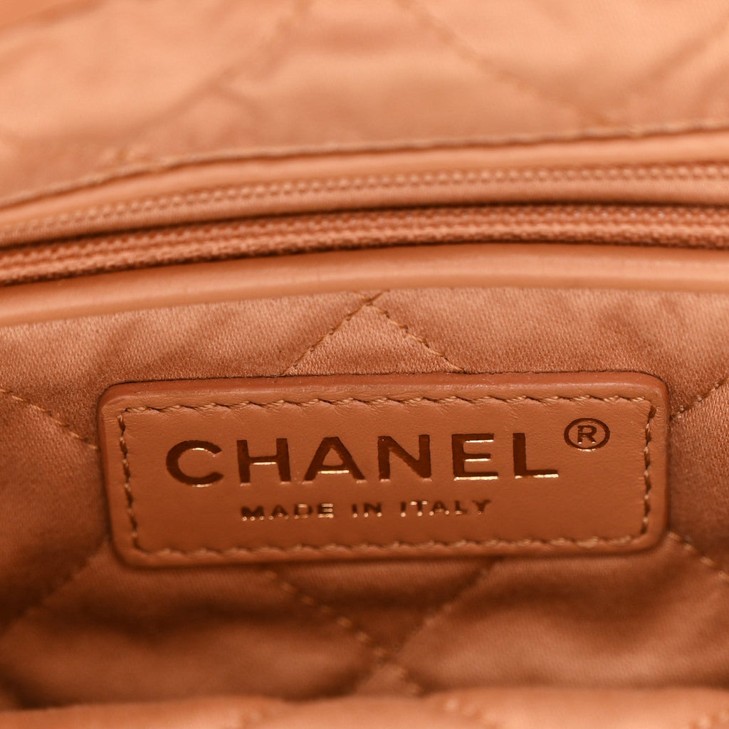 Chanel Shiny Calfskin Quilted Small Chanel 22 Beige