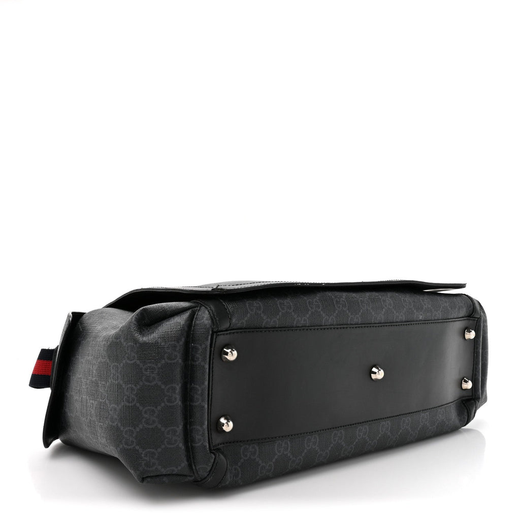 Gucci GG Supreme Monogram Web Messenger Diaper Bag Black Grey