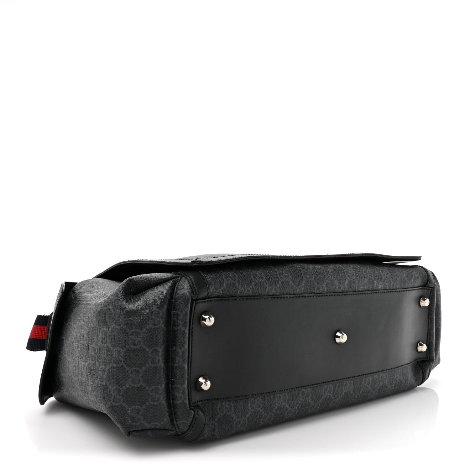 Gucci GG Supreme Monogram Web Messenger Diaper Bag Black Grey