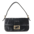 FENDI Velour Leather Rhinestone Mamma Baguette Bag 8BR600