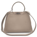 FENDI Selleria Leather Peekaboo Regular 2WAY Bag Greige 8BN290
