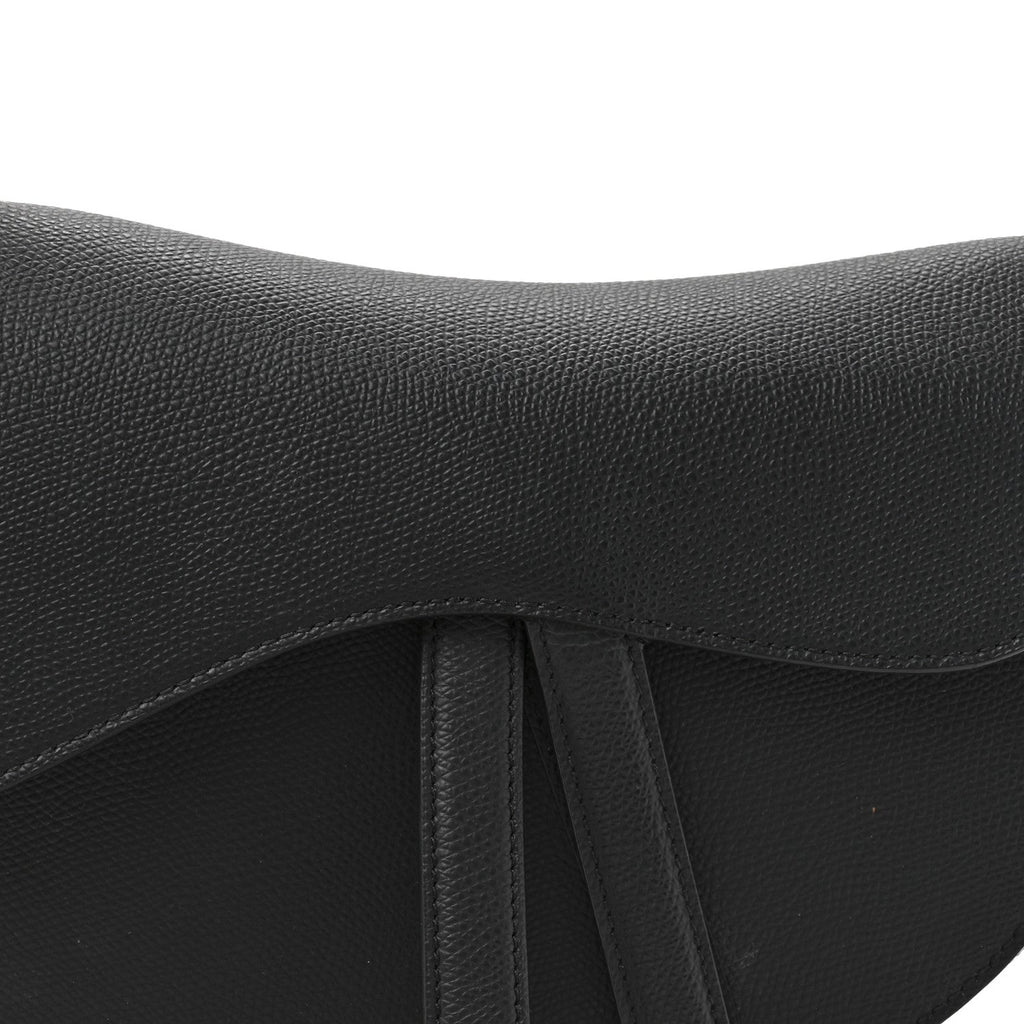 Christian Dior Grained Calfskin Saddle Bag Black