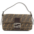 FENDI Zucca Canvas Leather Mamma Baguette Shoulder Bag 26424