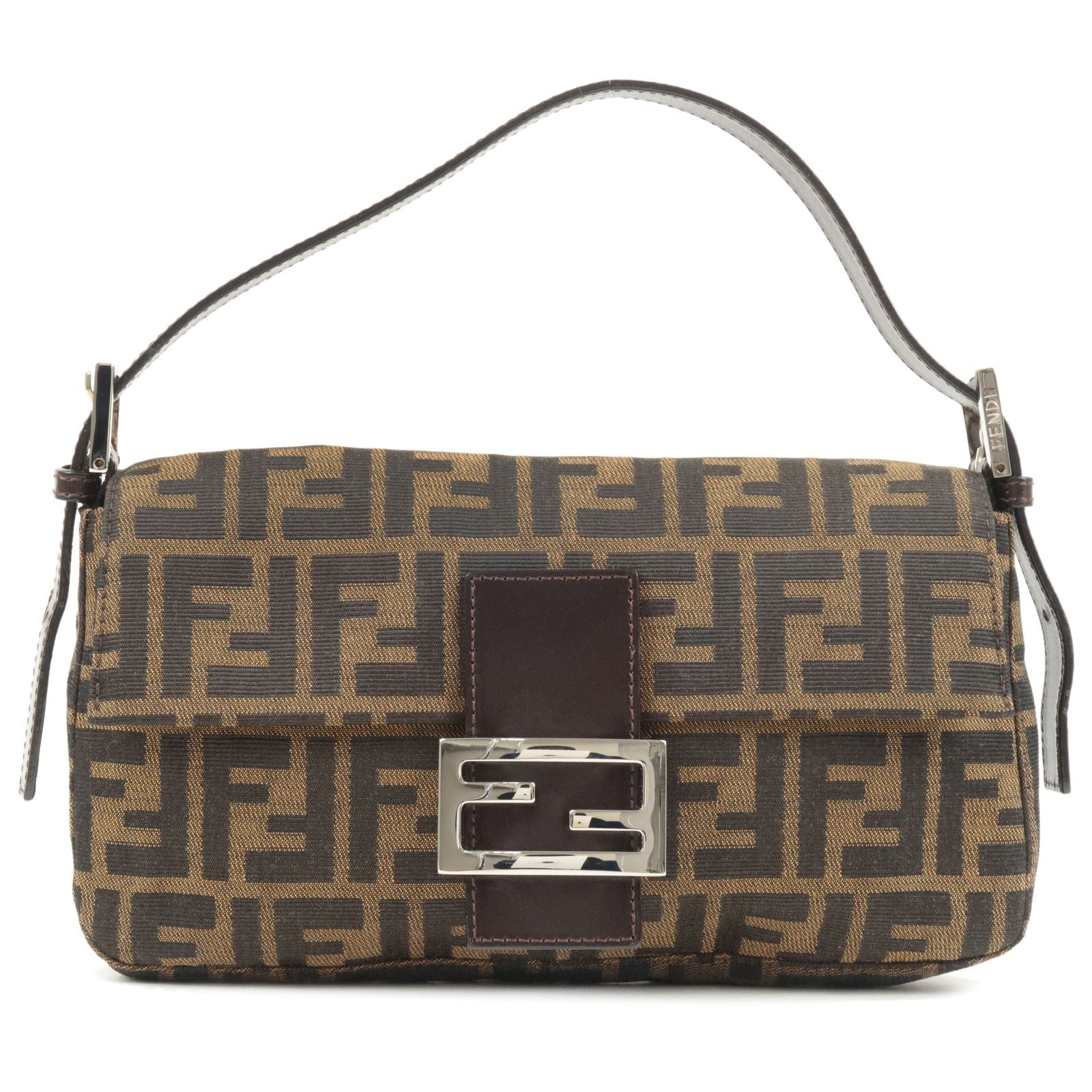 FENDI Zucca Canvas Leather Mamma Baguette Shoulder Bag 26424