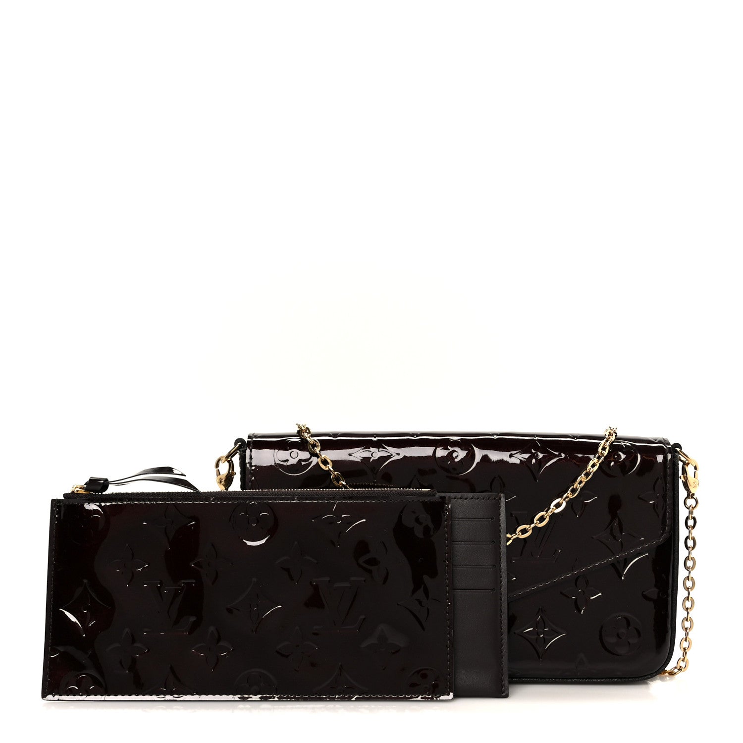 Louis Vuitton Vernis Pochette Felicie Chain Wallet Amarante