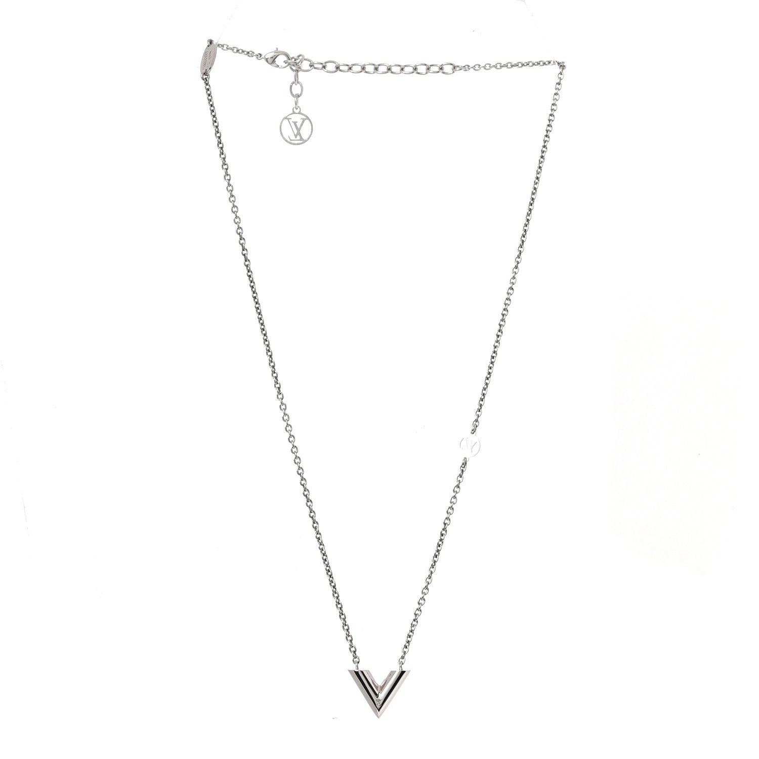 Louis Vuitton Metal Essential V Supple Necklace Silver
