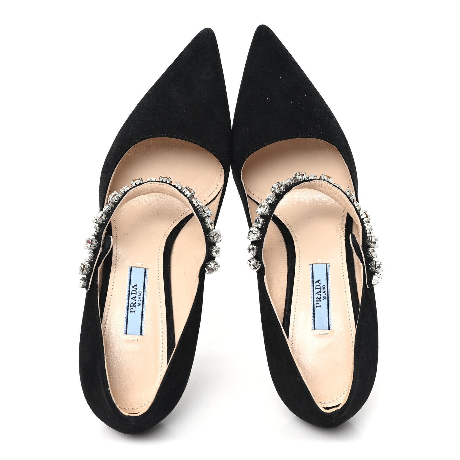 Prada Camoscio Crystal Pumps 37 Black