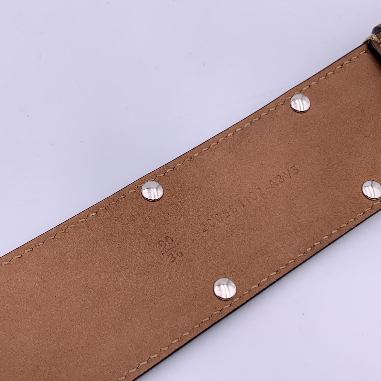 FENDI Beige Canvas Leather Zucca Studded Belt Size 90/36