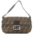 FENDI Zucca Mamma Baguette Canvas Leather Shoulder Bag Brown 26424