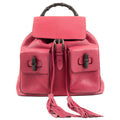 GUCCI Bamboo Back Pack With Fringe Leather Pink 370833