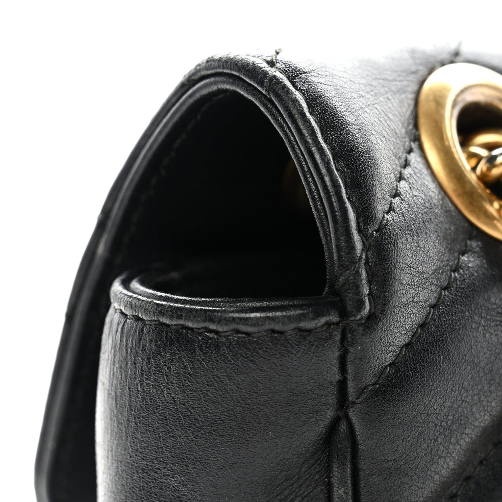 Gucci Calfskin Matelasse Mini GG Marmont Shoulder Bag Black
